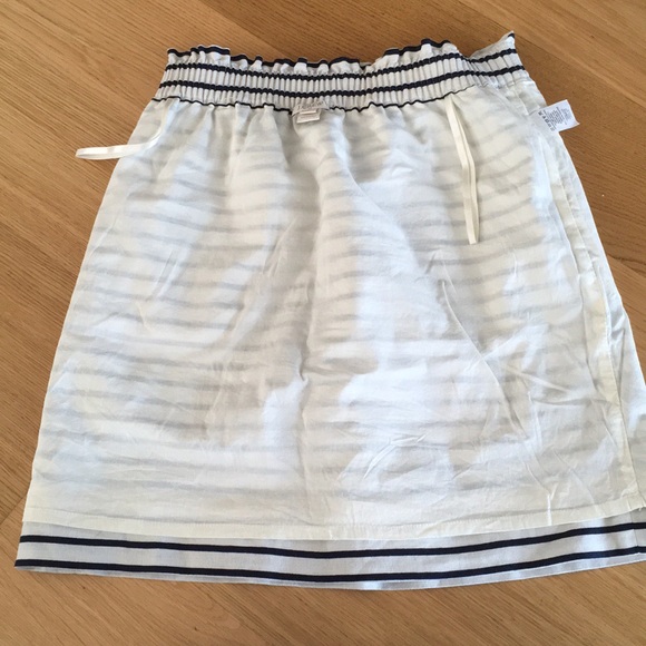 J Crew Navy & White Striped Linen Sidewalk Skirt - Picture 4 of 6